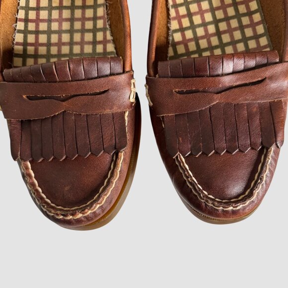 EUC Sperry Topsider Avery Kiltie Brown Penny Loafers Woman's sz 11 Leather Flats - Picture 3 of 10